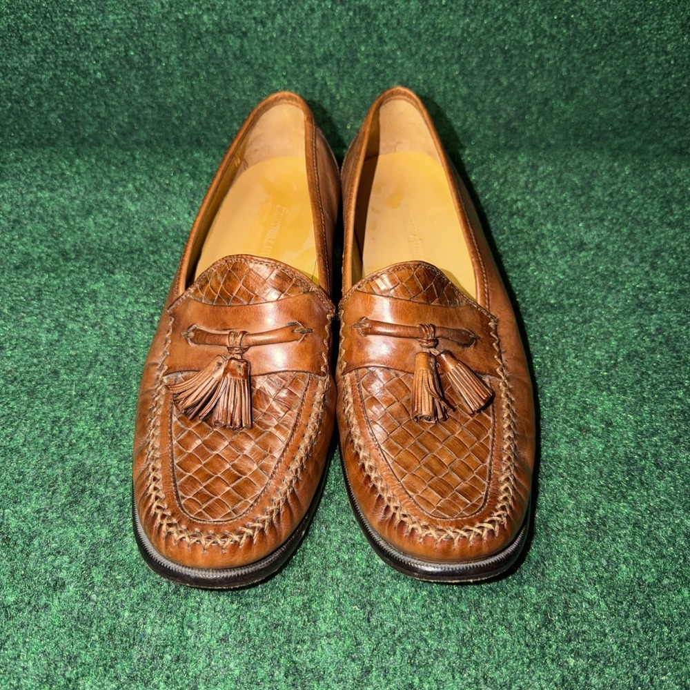Johnston & Murphy Men's Brown Leather Tasseled Loafer Shoes Size 10‎